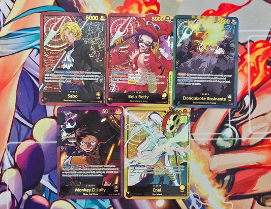 Gold One Piece Leaders Sets: OP05, OP06, OP07, OP08, EB01 OP TCG Card Proxy English