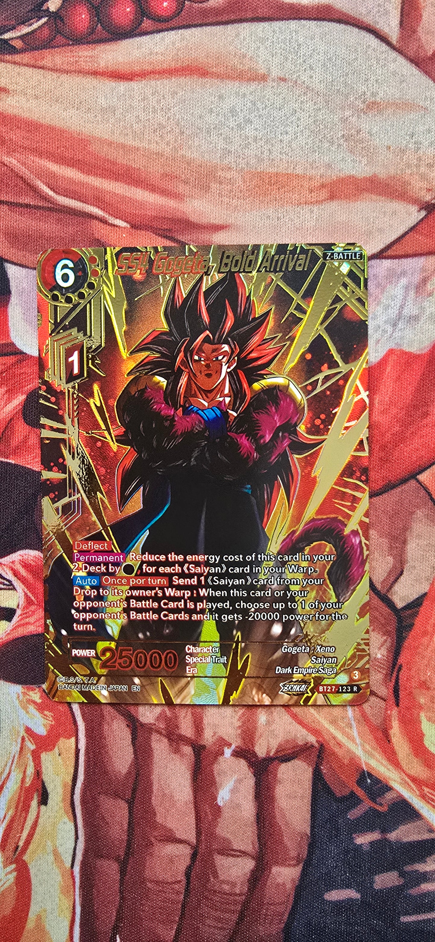SS4 Gogeta, Bold Arrival Gold Stamped BT27-123 Dragon Ball Super History Of Z Proxy Card