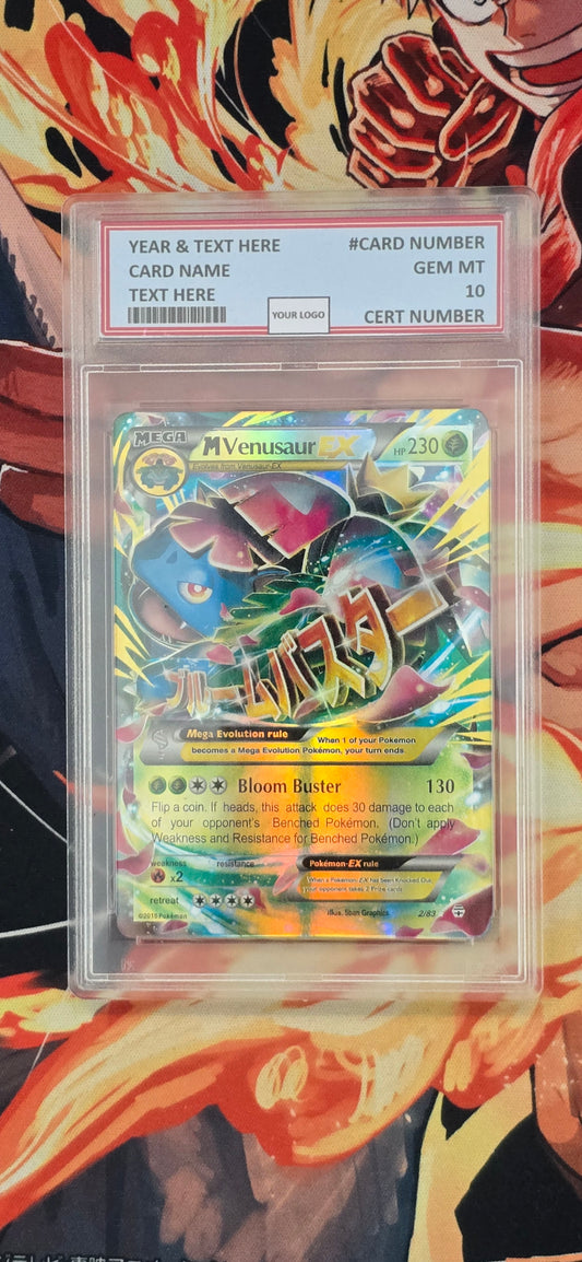 Graded PSA Style Mega Venusaur EX XY Generations 2/83 Ultra Rare Holo Pokemon Proxy Card Slab
