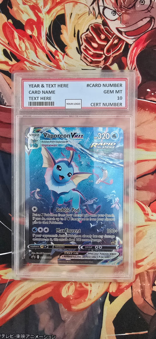Graded PSA Style Vaporeon VMAX Sword & Shield Black Star Promo Cards Holo Pokemon TCG Slab Proxy