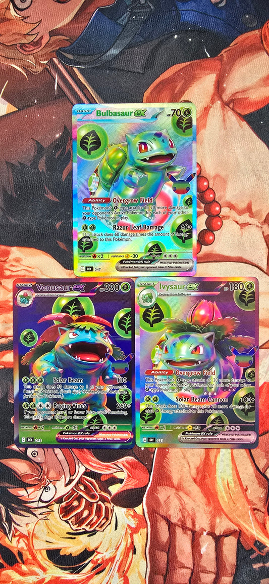 30th Anniversary Bulbasaur, Ivysaur & Venusaur Pokemon TCG Custom Made Cards