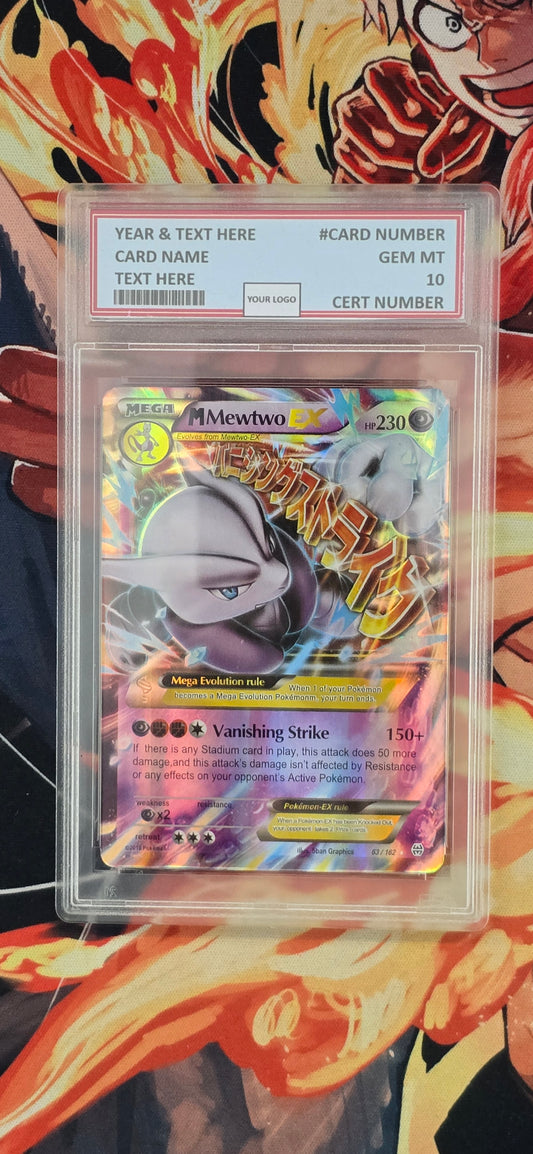 Graded PSA Style Mega Mewtwo X EX 63/162 Ultra Rare XY Breakthrough Holo Pokemon Proxy Card Slab