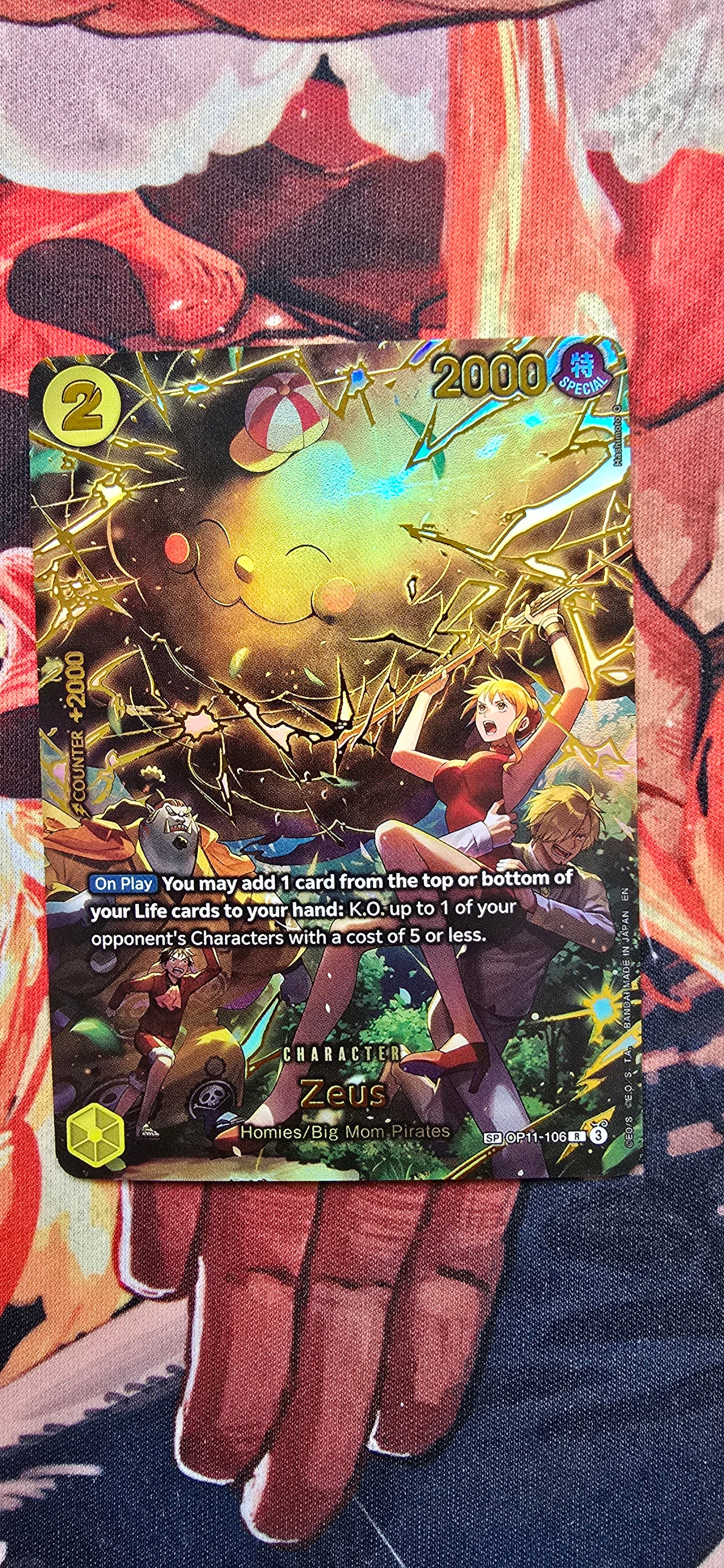 OP15 SP Zeus OP11 Alt Art Event Card One Piece Premium Textured Proxy English
