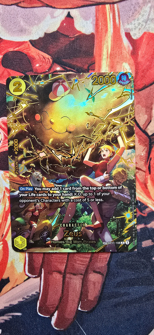 OP15 SP Zeus OP11 Alt Art Event Card One Piece Premium Textured Proxy English