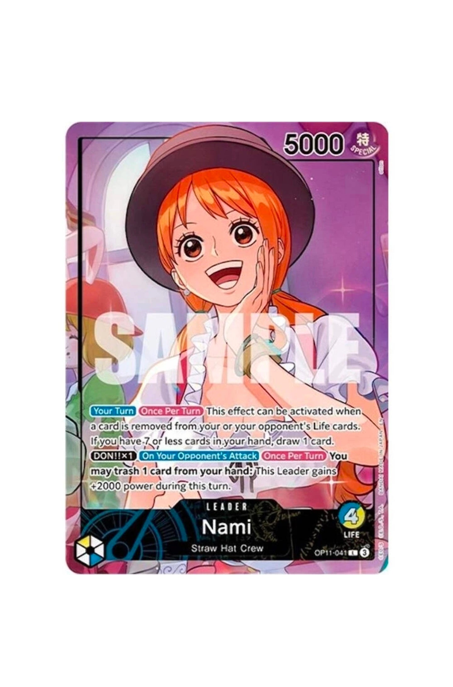 PREORDER Nami Whole Cake Island Arc OP11-041 Promo Alt Art Premium Textured Holo One Piece TCG Proxy Leader Card