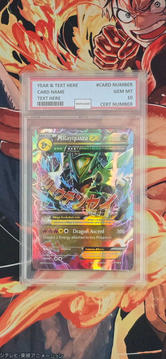 Graded PSA Style Mega Rayquaza EX 61/108 XY Roaring Skies Ultra Rare Holo Pokemon Proxy Card Slab