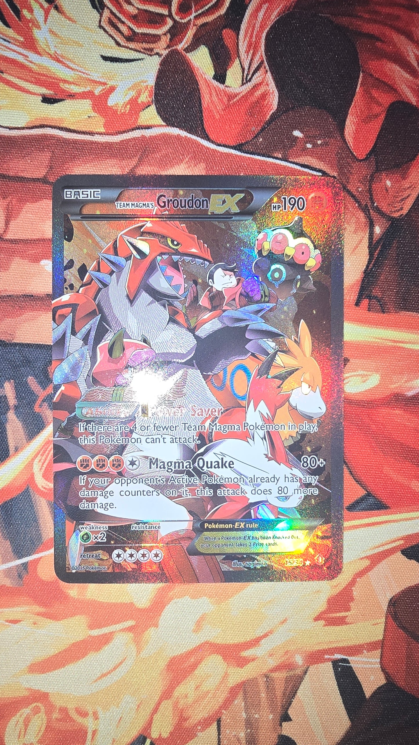 Team Magma's Groudon EX #15 Pokemon Double Crisis English Card Proxy