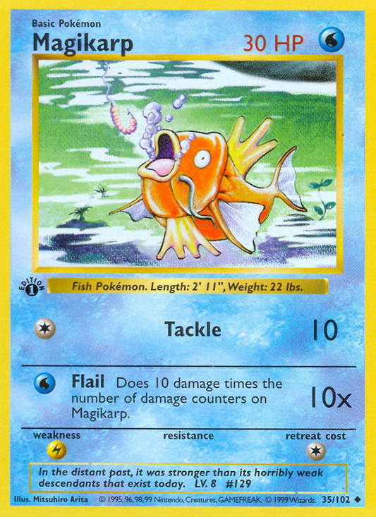 PREORDER Magikarp 35/102 Base Set 1st Edition Pokemon Custom Made Proxy Card