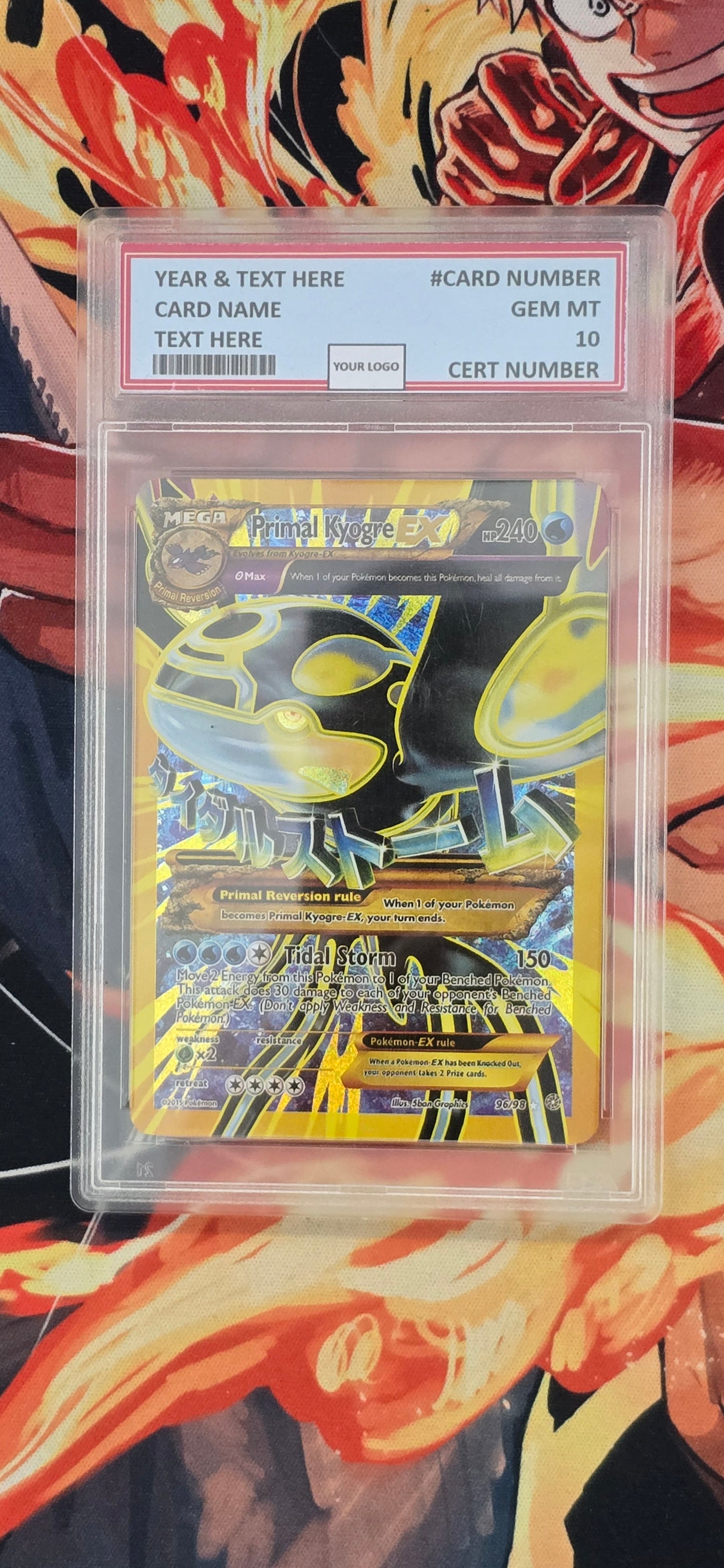 Graded PSA Style Primal Kyogre EX Full Art XY Ancient Origins 96/98 Ultra Rare Pokemon Proxy Card Slab