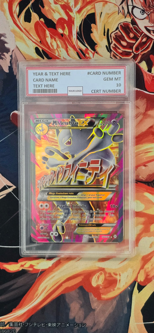 Graded PSA Style Mega Mewtwo Y  EX 160/162 Full Art XY Breakthrough Holo Pokemon Proxy Card Slab