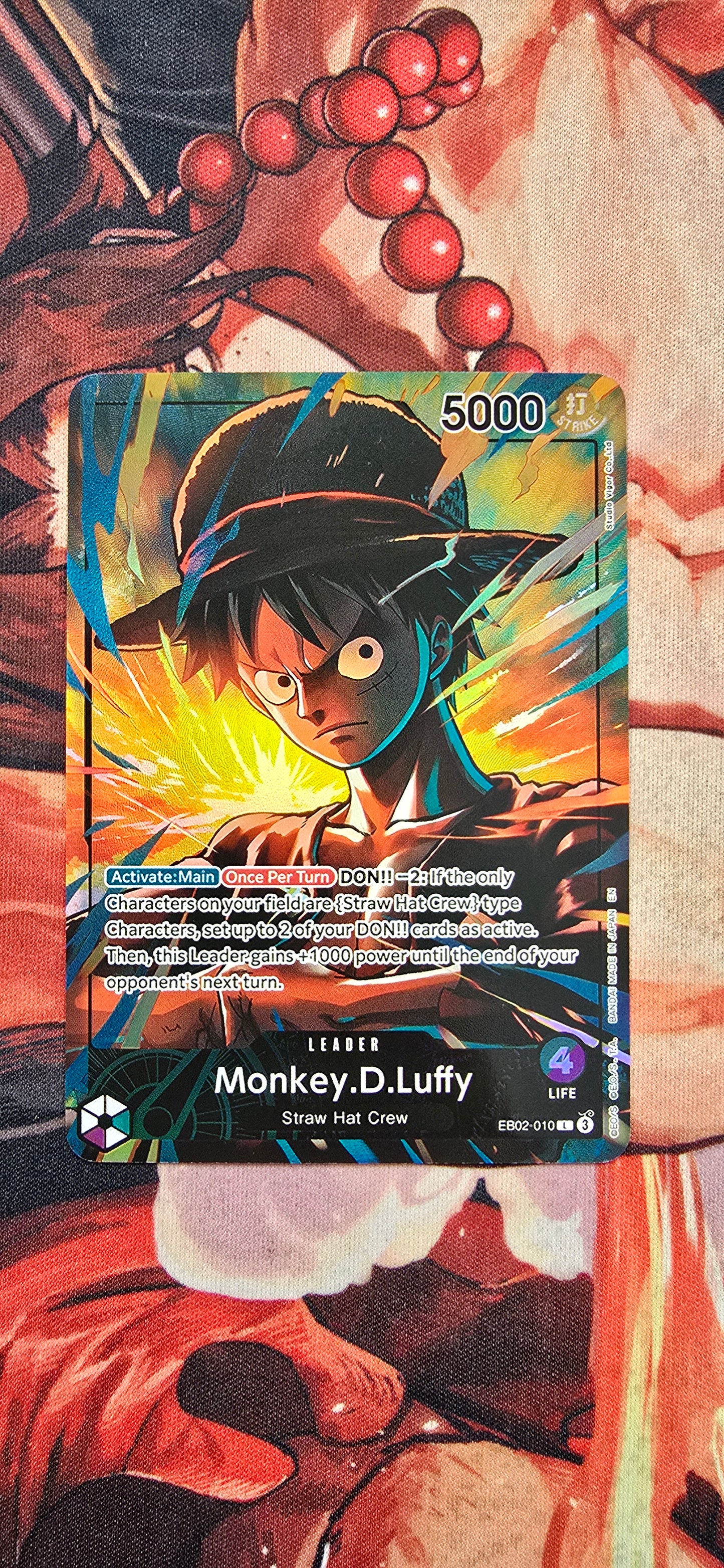 Monkey D Luffy Playmat Promo EB02-010 Leader One Piece TCG Textured Custom Made Proxy Card