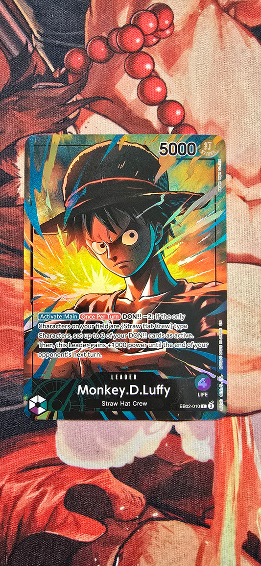 Monkey D Luffy Playmat Promo EB02-010 Leader One Piece TCG Textured Custom Made Proxy Card