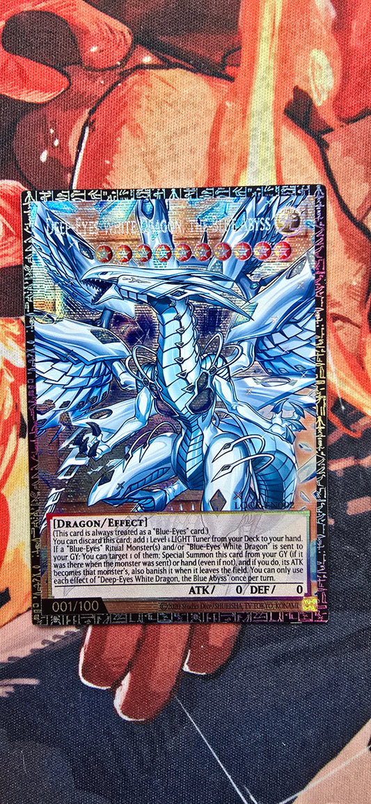 Deep-Eyes White Dragon The Blue Abyss Grandmaster Serial Yugioh TCG Premium Proxy Custom Made Card English