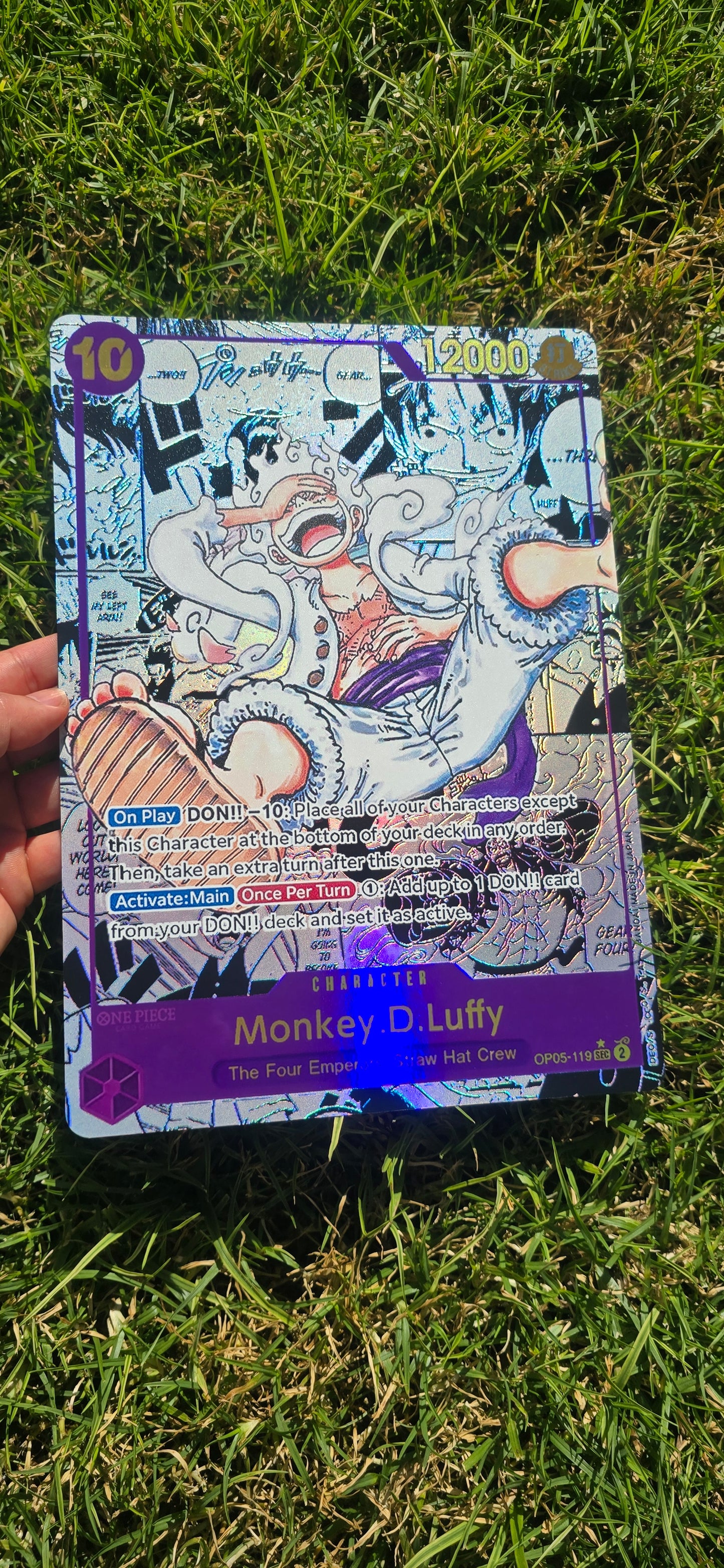 Made-to-order: A4 JUMBO Gear 5 Monkey D Luffy OP05 One Piece Card Game Premium Quality Textured Card