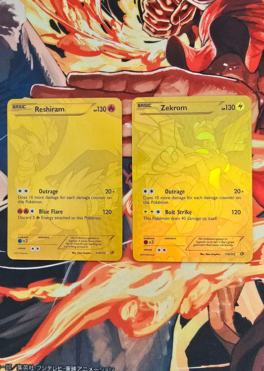 Zekrom & Reshiram Black White Legendary Treasures Pokemon Card English Proxy