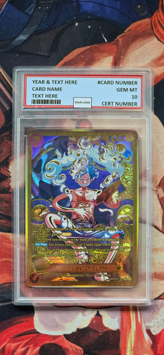 Graded PSA Style OP17 Monkey D Luffy Gold SP ST31-004 Textured One Piece Card Game TCG Custom Made Proxy Slab