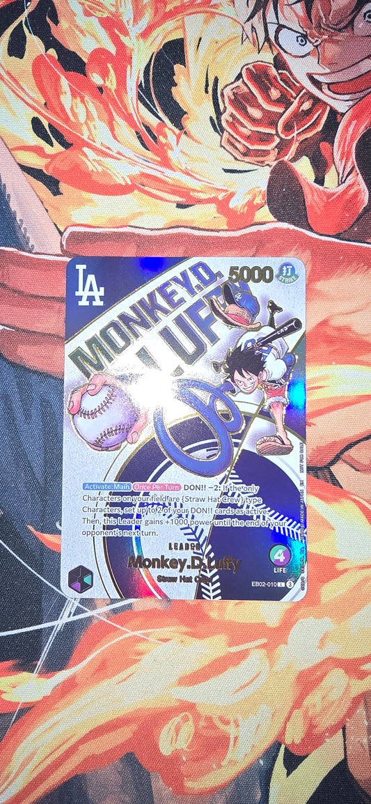 LA Dodgers X One Piece Monkey D Luffy EB02 Special Promo Leader Card OP TCG