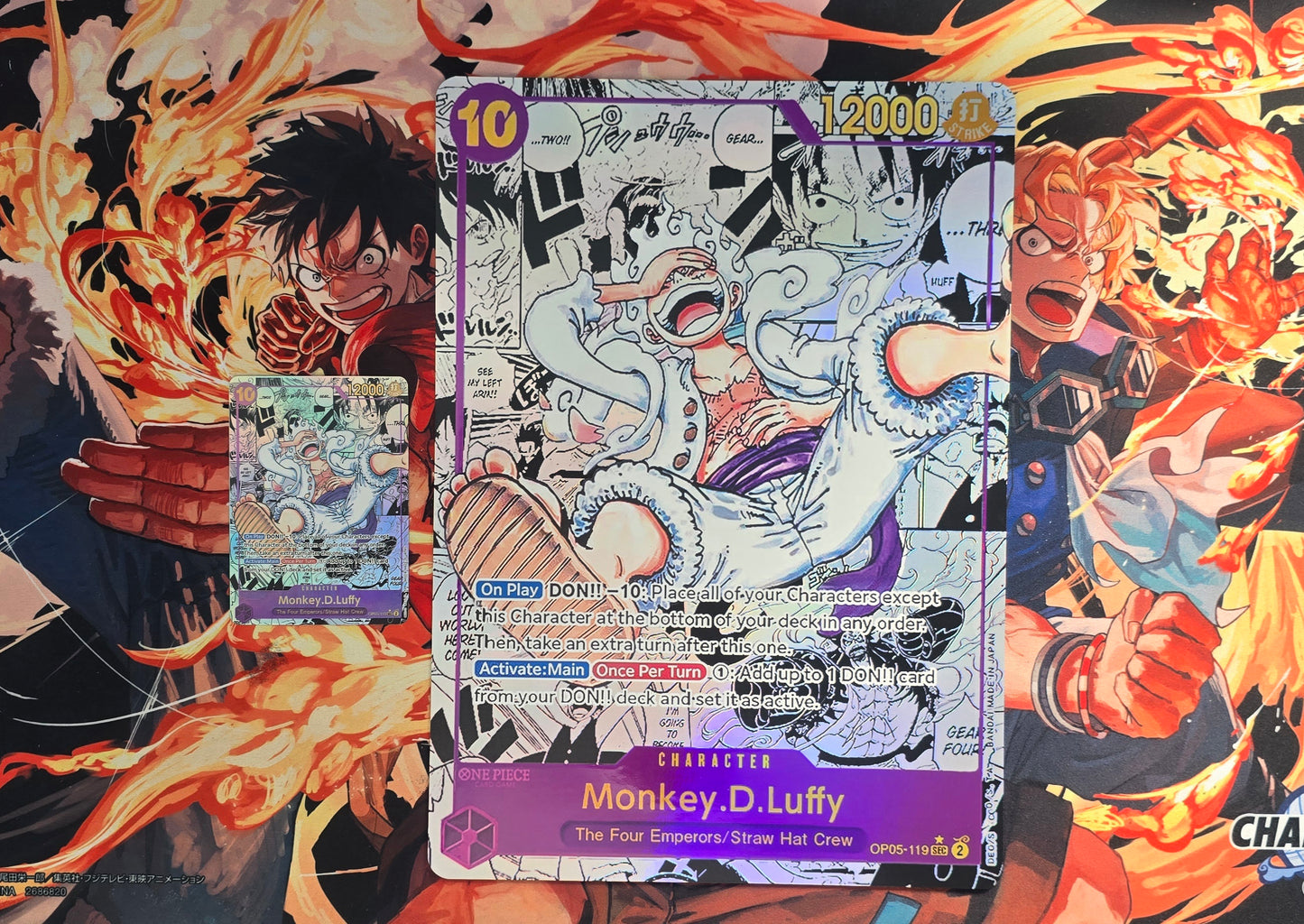 Made-to-order: A4 JUMBO Gear 5 Monkey D Luffy OP05 One Piece Card Game Premium Quality Textured Card