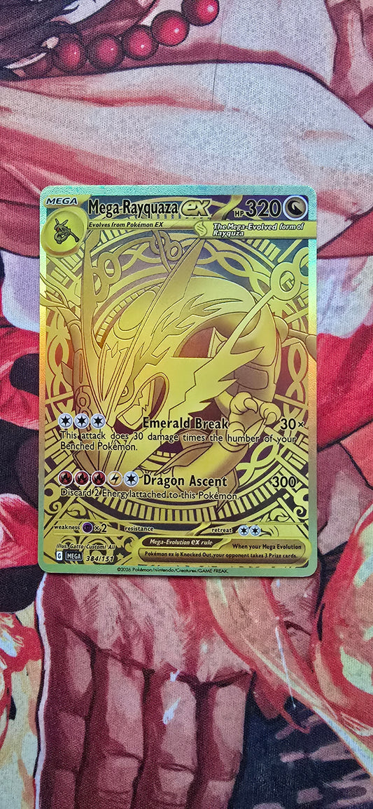 Custom Made Mega Rayquaza EX Gold MUR Full Art Pokemon TCG Card