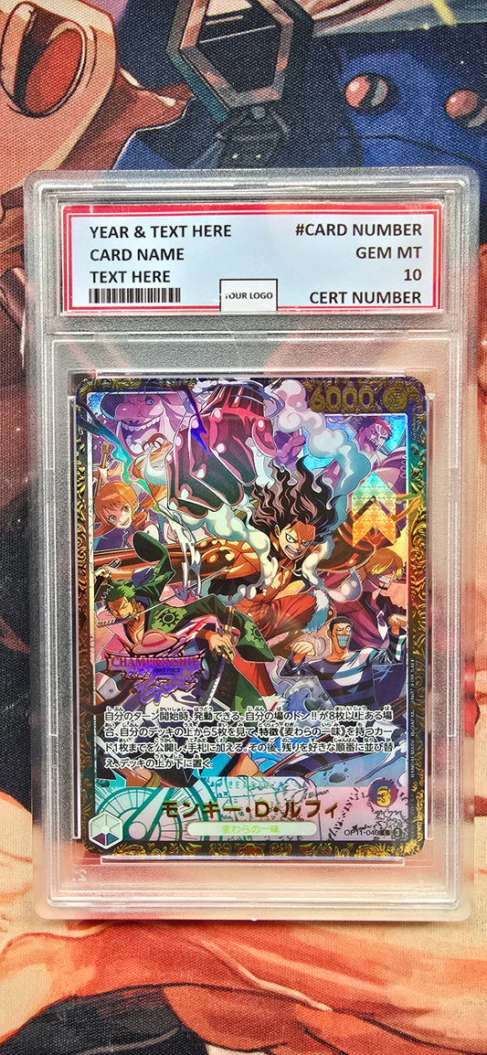 Graded PSA Style Monkey D Luffy OP11-040 26-27 Extra Champion Top Prize One Piece Card Japanese Proxy Slab