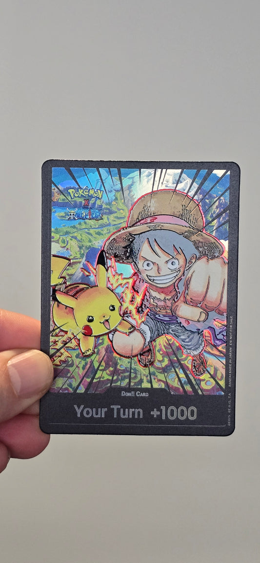 10 Cards: Pokemon x One Piece Pikachu & Luffy Custom Made DON Card Premium Quality Textured