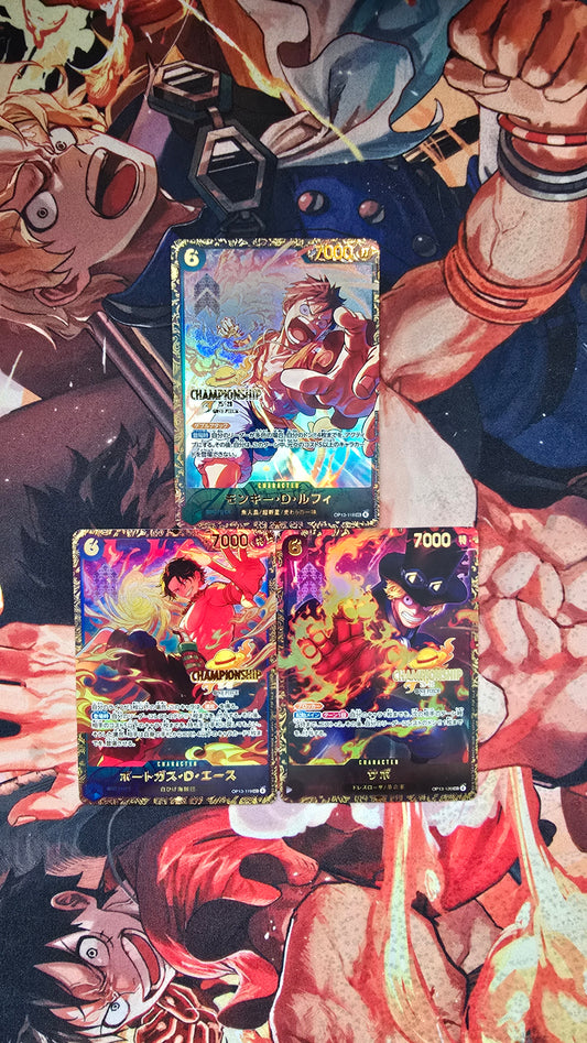 Luffy, Ace & Sabo Championship 25-26 Season 2 One Piece Textured Promo Custom Made Cards