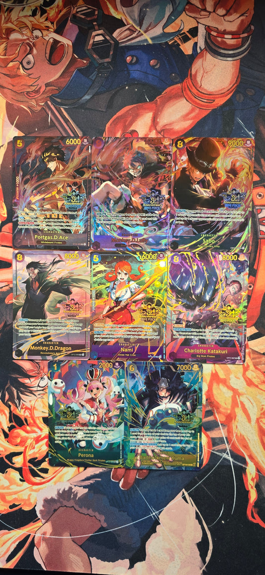 Japanese 3rd Anniversary 8 Card Bundle English One Piece TCG OP Textured Proxy Cards