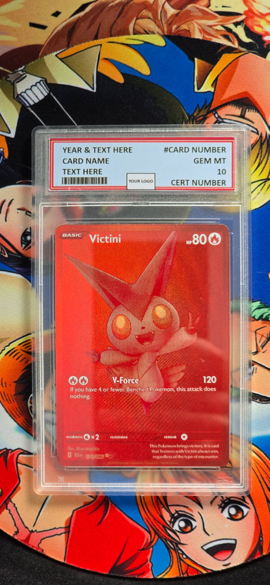 Graded PSA Style Victini 171 Black Bolt Pokemon Card English Premium Quality Textured Custom Made Card Proxy Slab