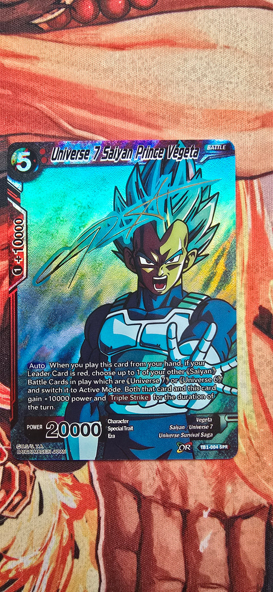 Universe 7 Saiyan Prince Vegeta TB1-004 SPR Dragon Ball Super Card Proxy