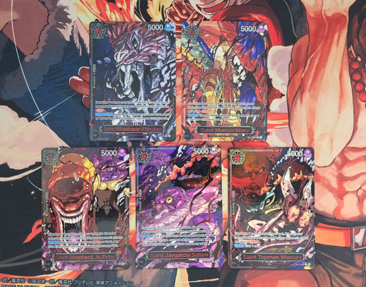 5 Card Bundle: OP13 The Five Elders Gorosei Awakening Yokai Forms Alt Art One Piece Premium Quality Textured Proxy Custom Made Cards