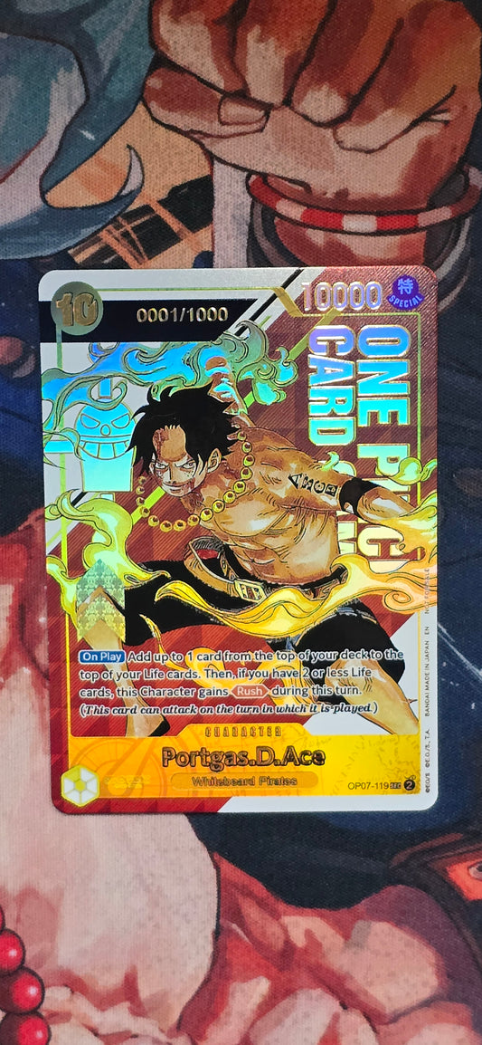 OP07 Portgas D Ace Serialised Flagship TCG Textured Premium OP One Piece Proxy English