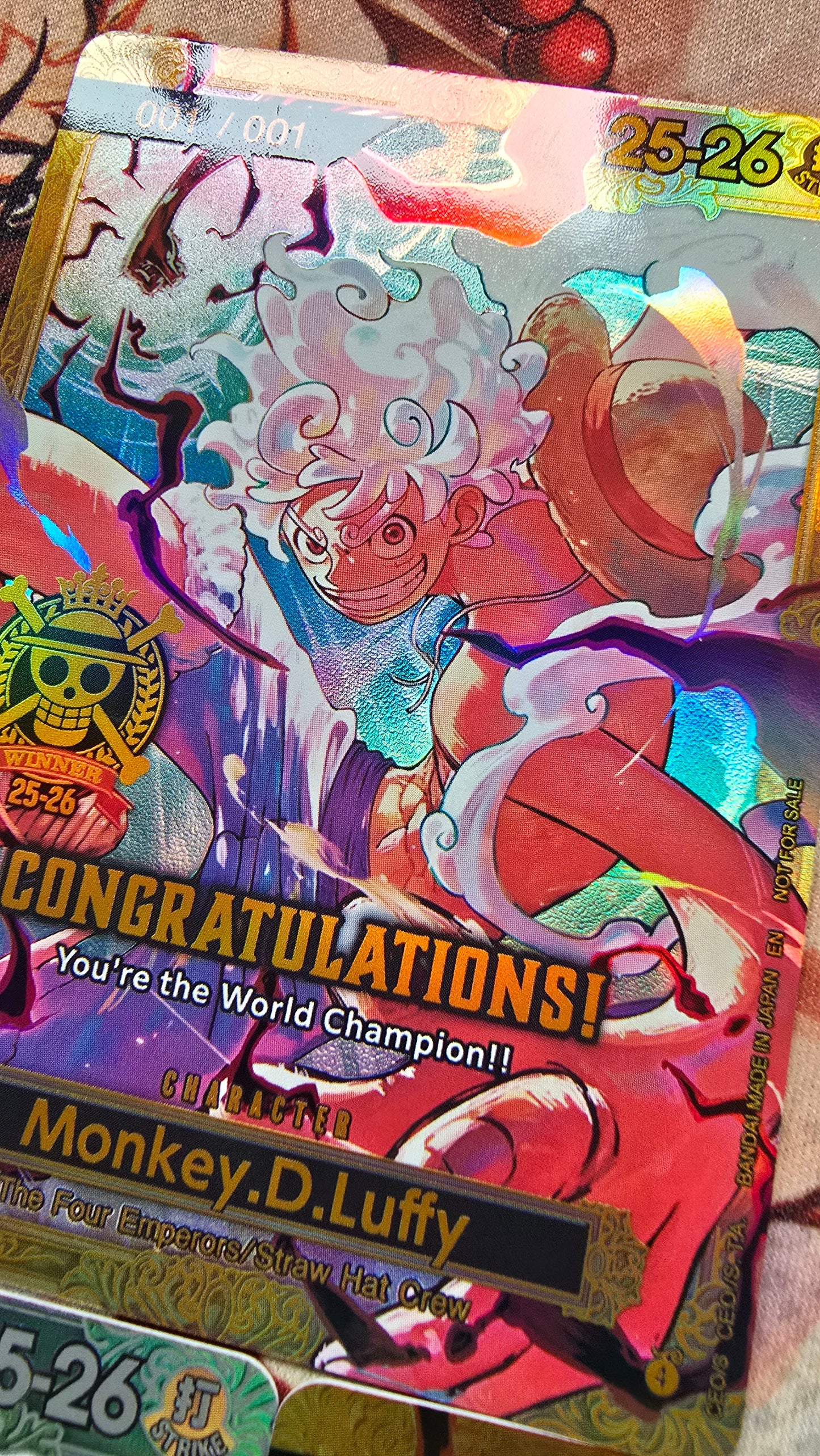 3 Card Bundle - 1st 2nd & 3rd Place Monkey D Luffy 2025-2026 World Championship One Piece Card Game Textured Flagship Proxy