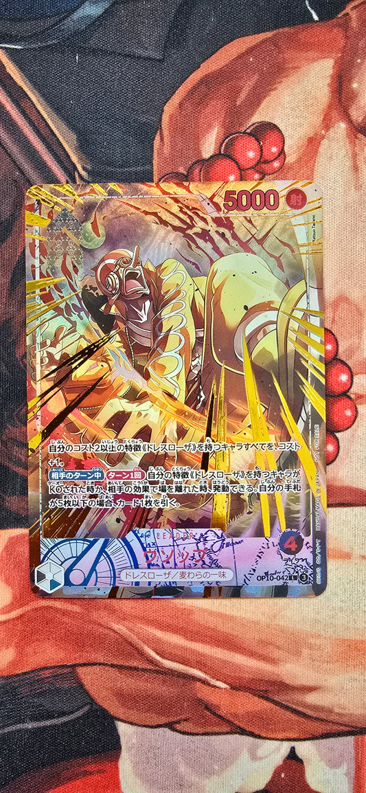 PREORDER: Usopp Leader Flame-Flame Fruit Coliseum One Piece TCG Textured Custom Made Proxy Card Japanese