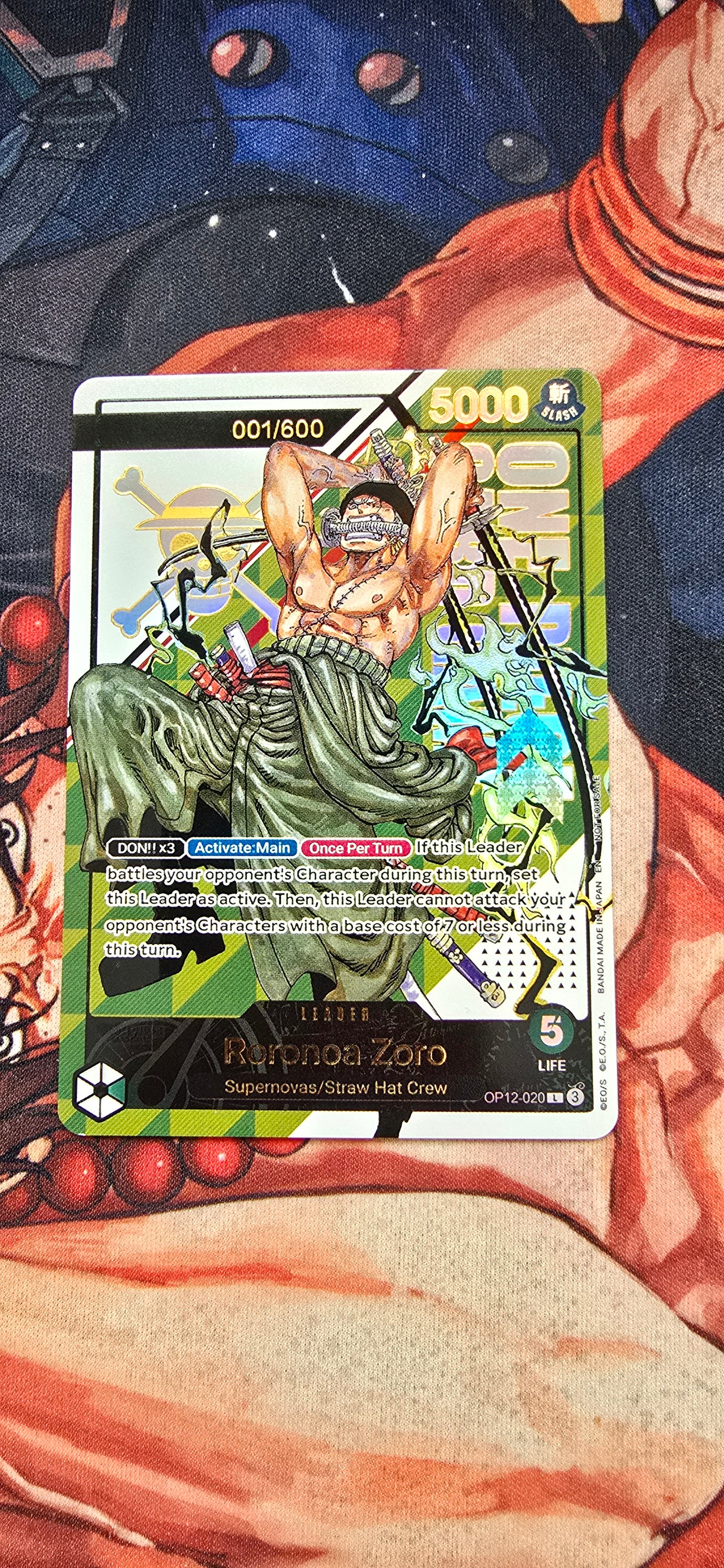 PREORDER: Leader Zoro OP12 Flagship Winner Serialised Premium Textured One Piece Card Game OP TCG Proxy English