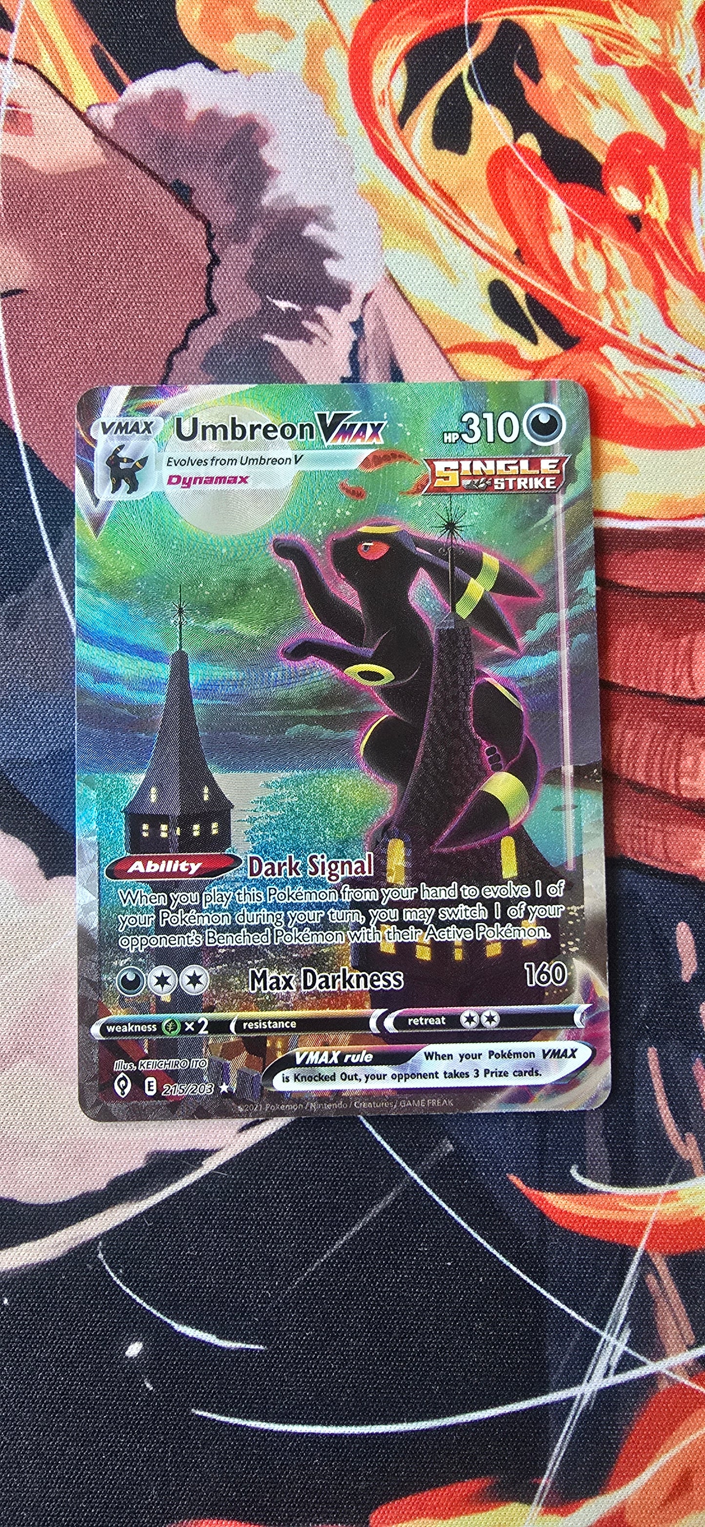 Umbreon VMAX 215/203 Evolving Skies Alt Art Secret SWSH Holo Pokemon TCG Card Premium Textured Proxy