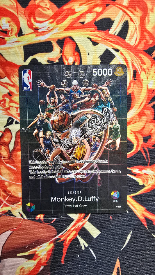 Monkey D Luffy One Piece x NBA Base Shop Promo Leader Card OP TCG Proxy English
