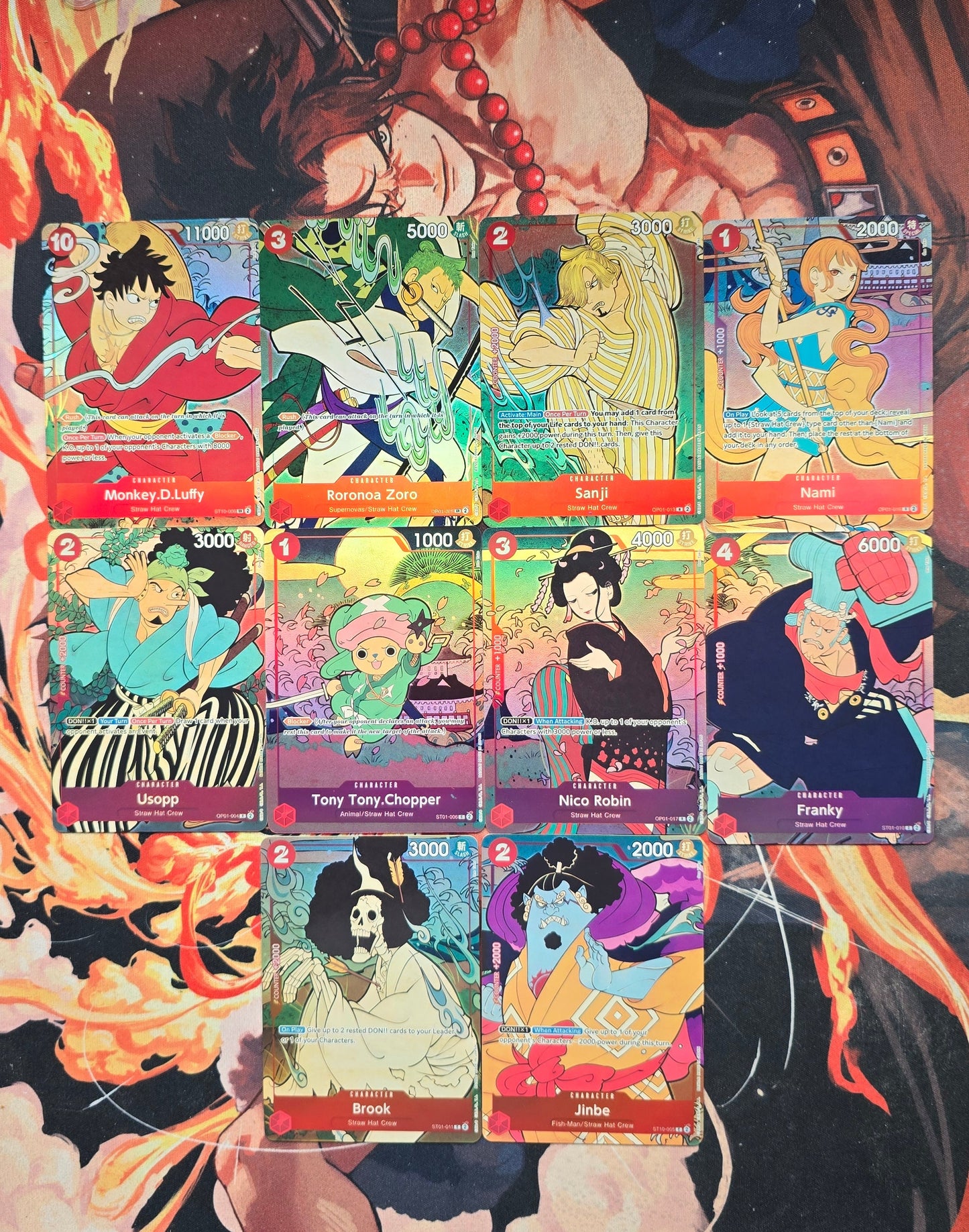 10 Card Bundle 1st Anniversary Set One Piece Card Game English Custom Made Cards