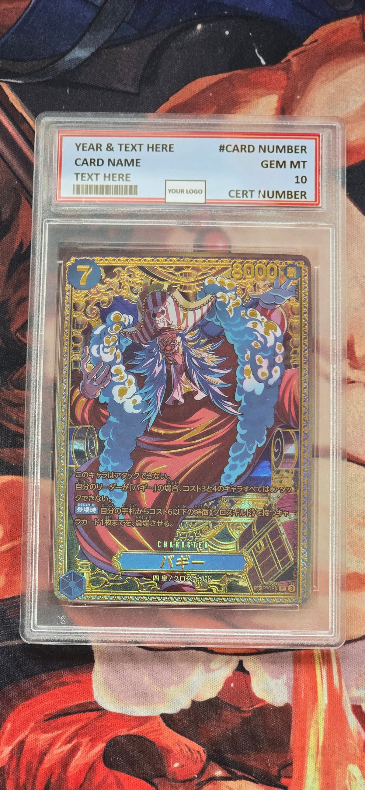 Graded PSA Style OP17 Buggy Gold SP P-084 Textured One Piece Card Game TCG Custom Made Proxy Slab