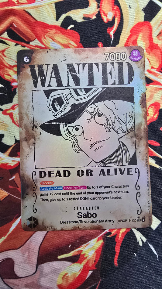 OP13 Sabo Wanted SP Alt Art Textured Holo One Piece TCG Proxy Card