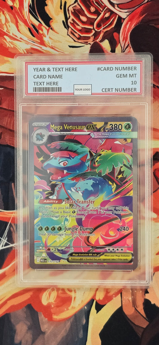 Graded PSA Style Mega Venusaur EX SAR Mega Brave Pokemon TCG English Card Proxy Slab