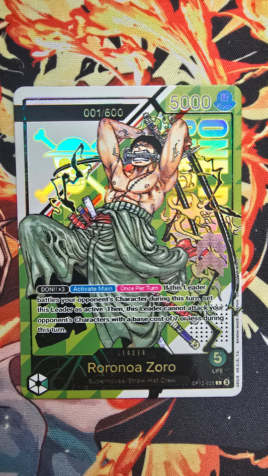 Leader Zoro OP12 Flagship Winner Serialised Textured One Piece Card Game OP TCG Proxy English
