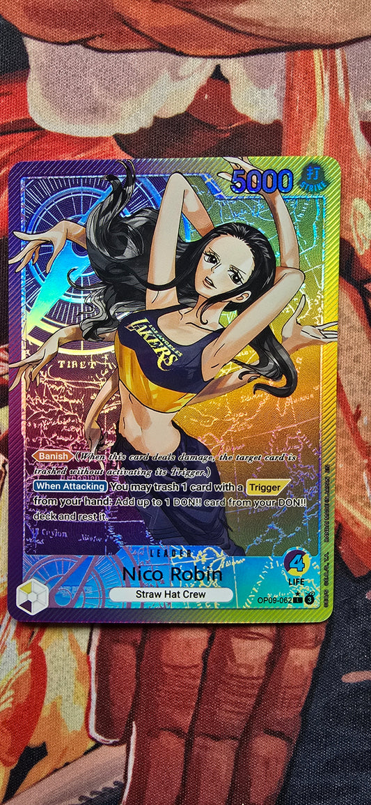 OP09 Nico Robin Los Angeles Lakers X One Piece Special Leader Premium Quality Textured Proxy Custom Made Card