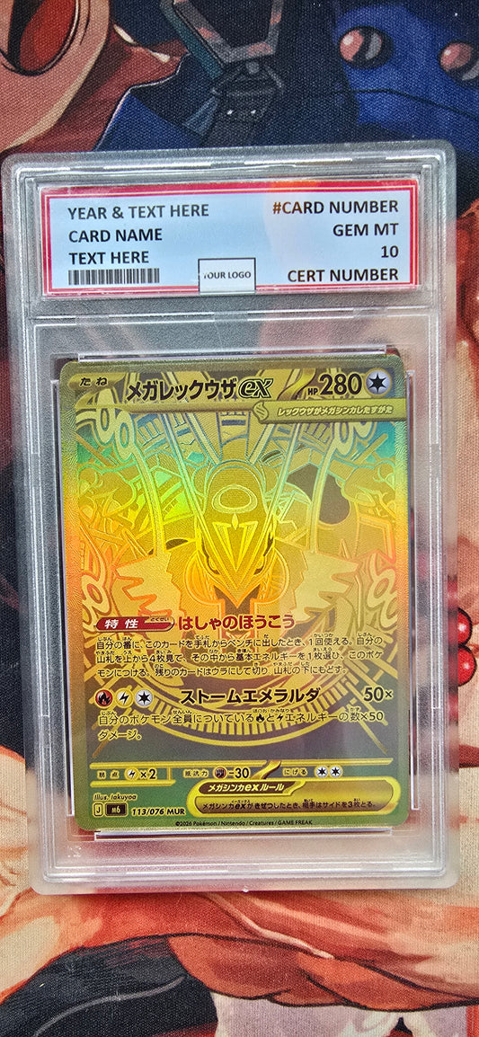 Graded PSA Style Mega Rayquaza ex MUR 113/076 M6 Storm Emeralda Pokemon Card Custom Made Japanese Proxy Slab