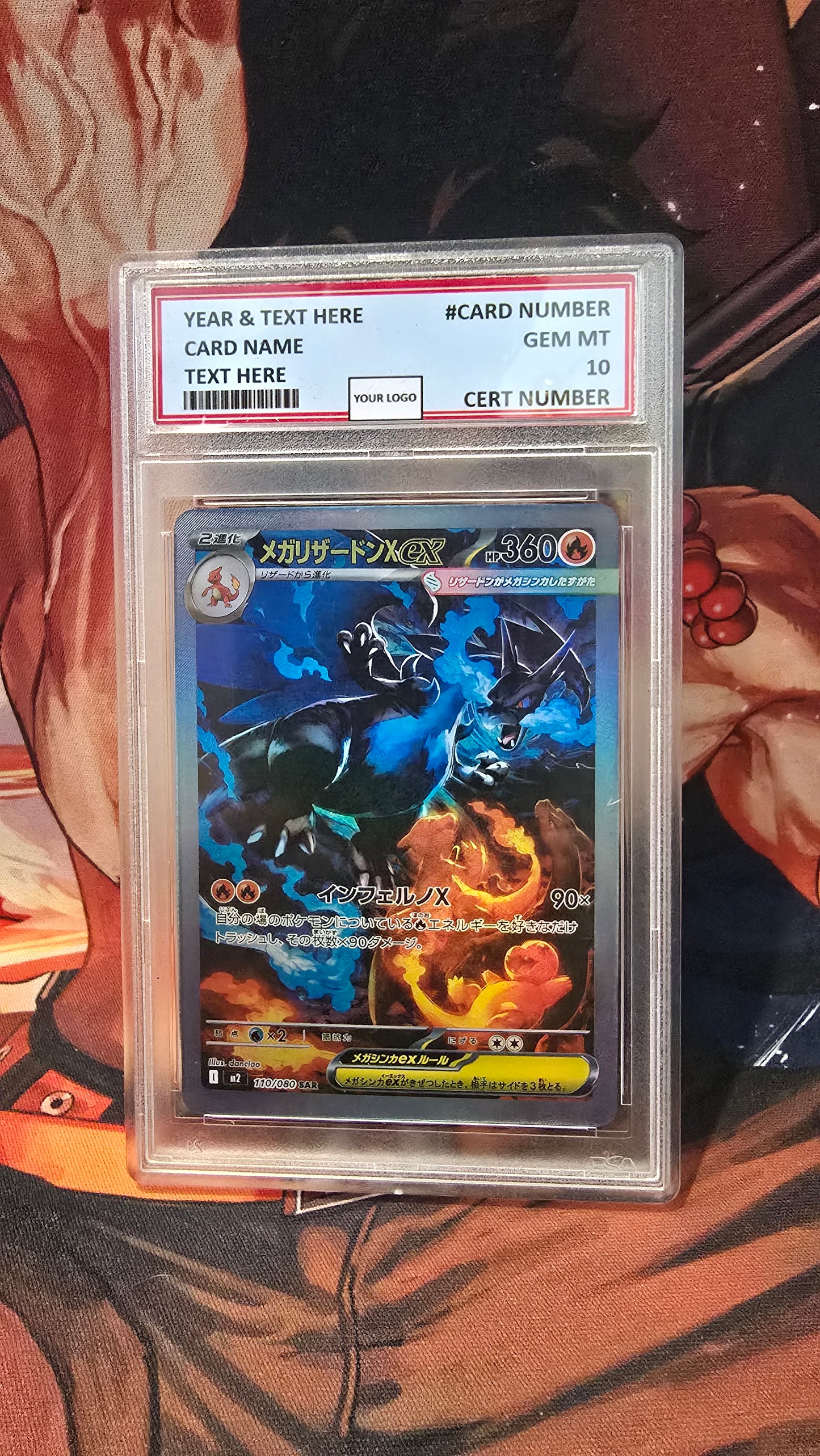 Graded PSA Style Mega Charizard X ex SAR Pokemon Japanese Proxy Card Slab