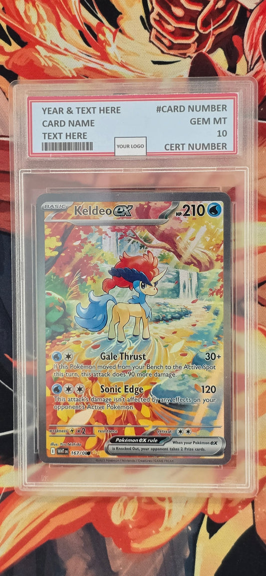 Keldeo EX White Flare Pokemon TCG English Card Proxy Slab