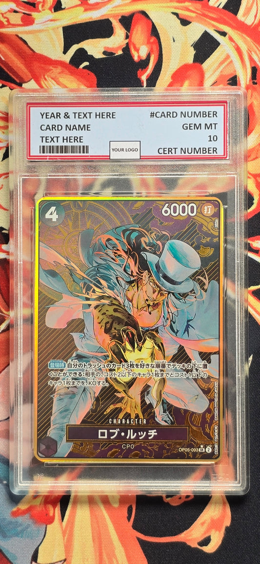 Graded PSA Style Rob Lucci Gold AA One Piece Card Game Premium Quality Textured Japanese Card Proxy Slab