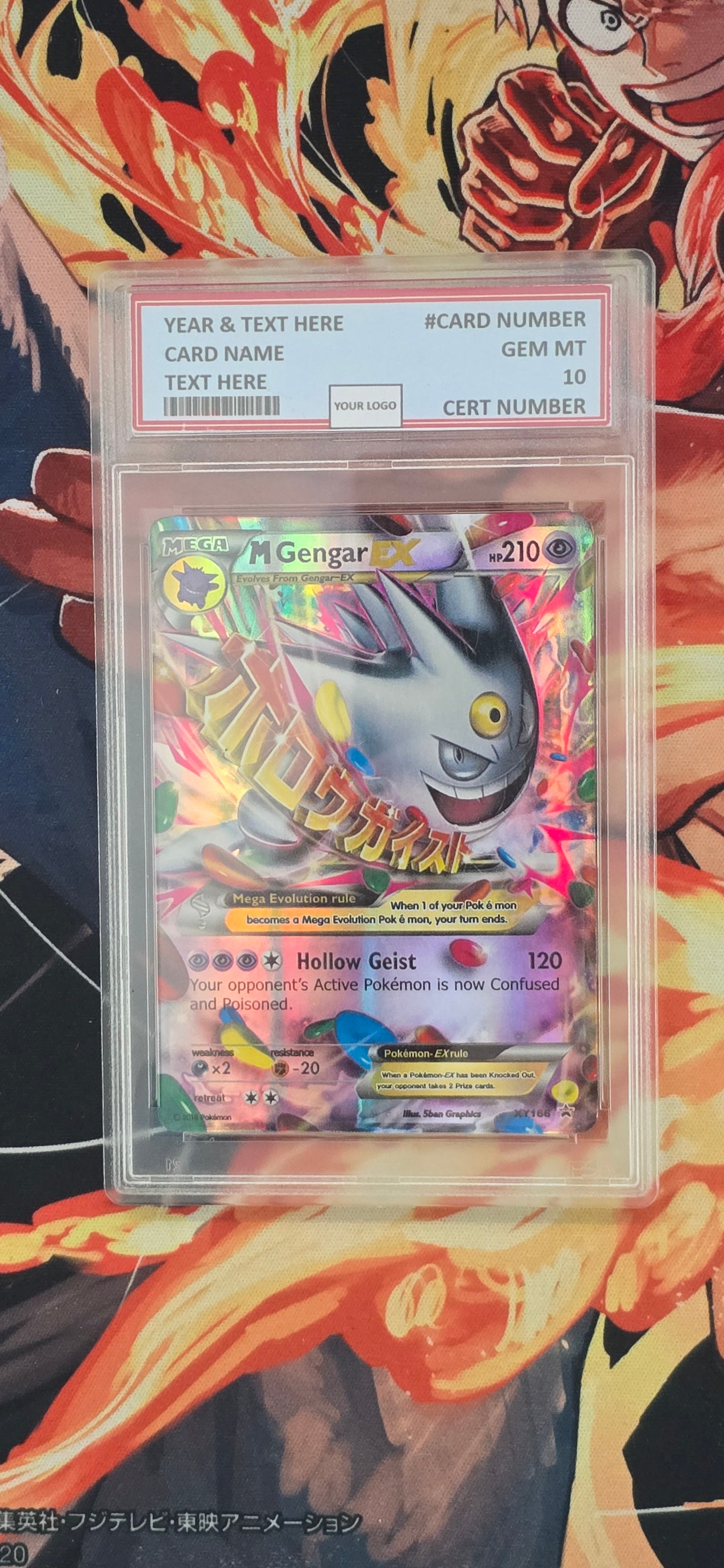 Graded PSA Style Mega Gengar EX Black Star XY166 Promo Collector Chest Ultra Rare Holo Pokemon Proxy Card Slab