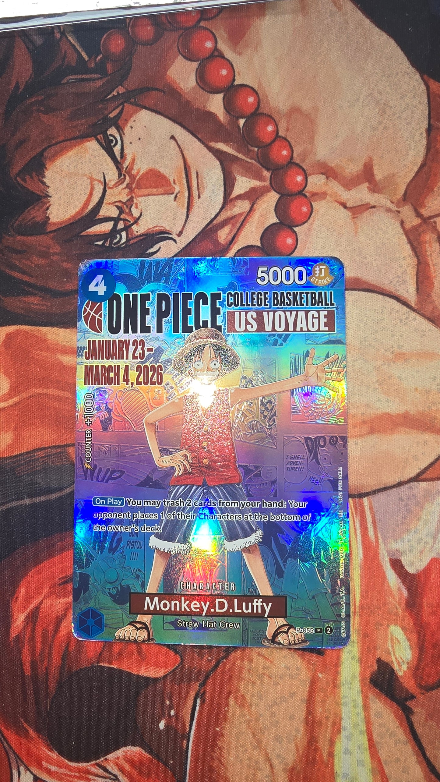 Monkey D Luffy P-055 US College Basketball Rutgers One Piece TCG Promo Custom Made Card