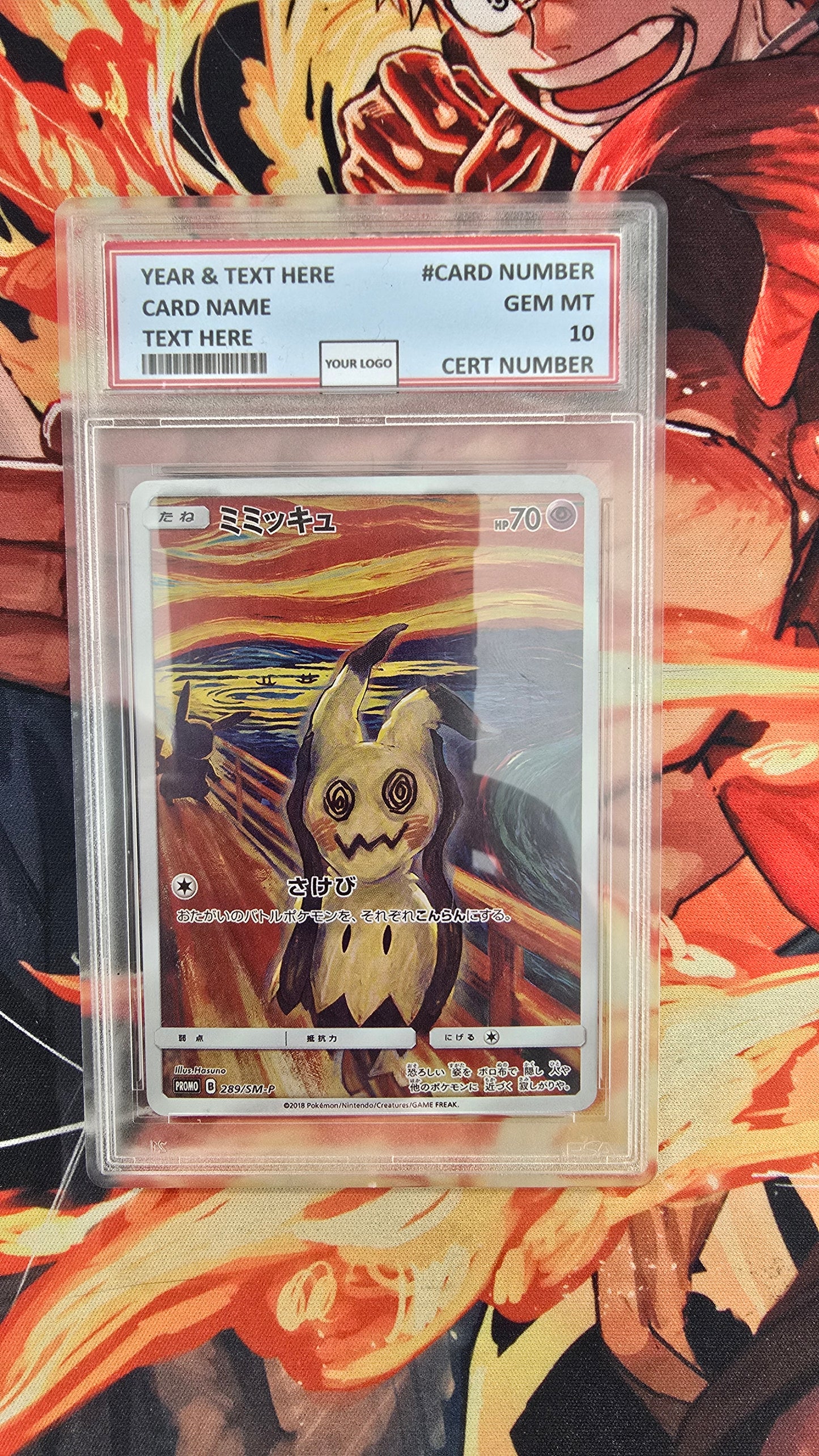 Graded PSA Style Mimikyu "Munch the Scream" Pokemon Japan Promo 289/SM-P TCG Slab Proxy - NON HOLO
