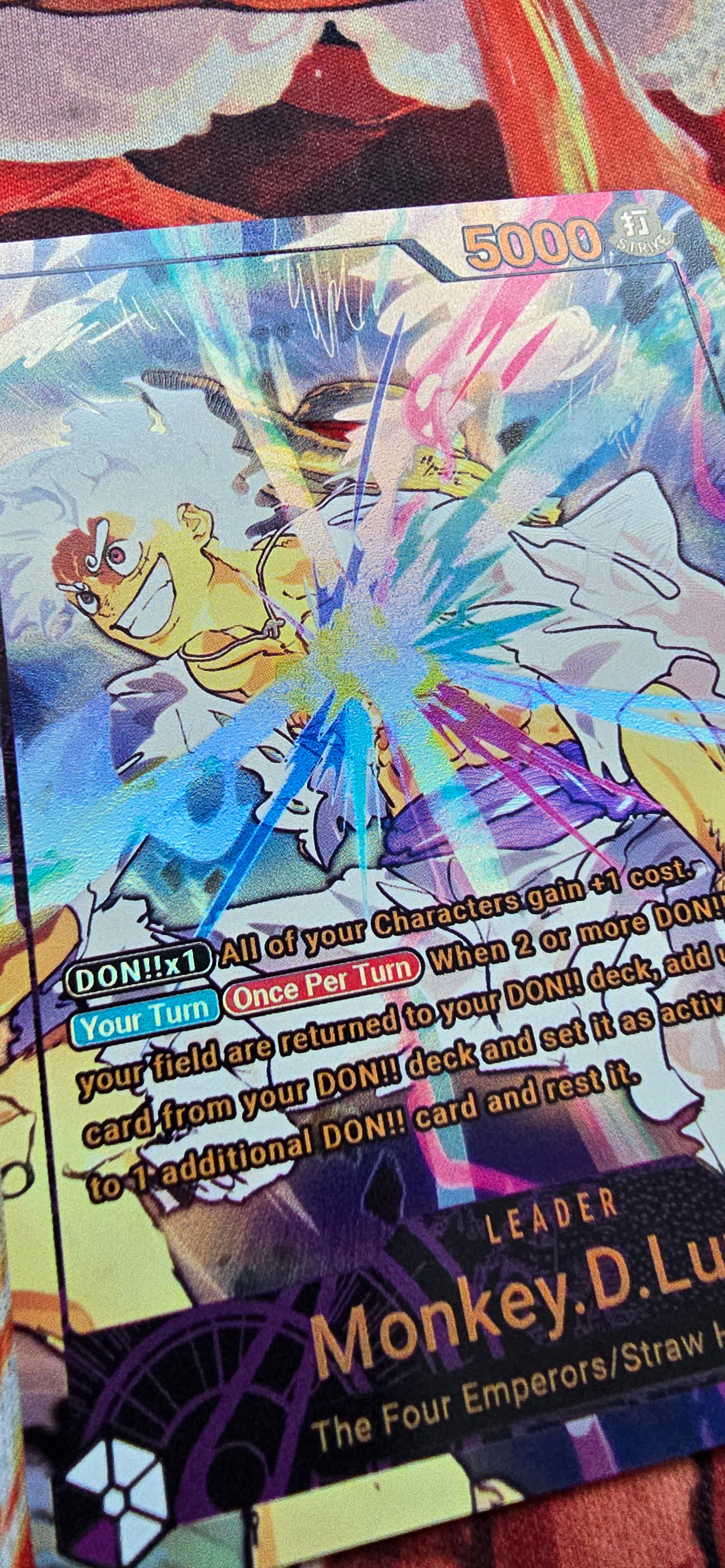 PREORDER: Monkey D Luffy Gear 5 OP09 Leader Custom Made One Piece Text – OP PROXIES TCG